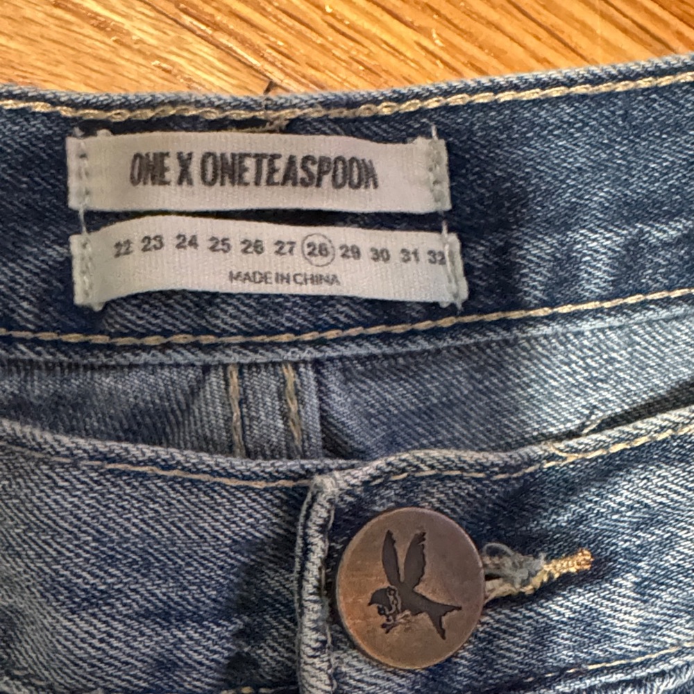 One Teaspoon Distressed Denim Blue Shorts - Picture 3 of 4